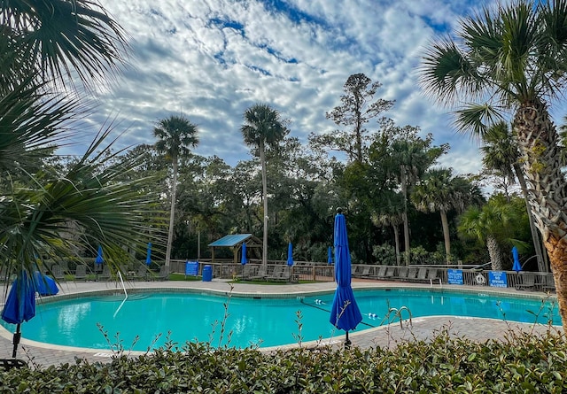 community pool with fence