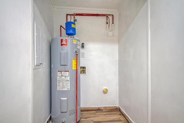 utility room with water heater