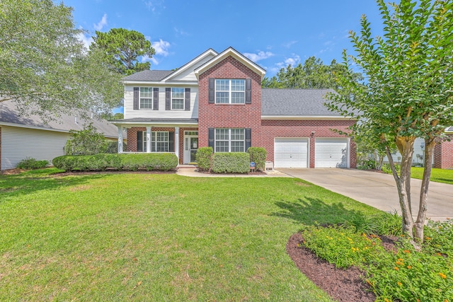 111 Kapalua Run, Summerville, SC 29483 - view of front of house featuring brick siding, a garage, concrete driveway, and a front lawn