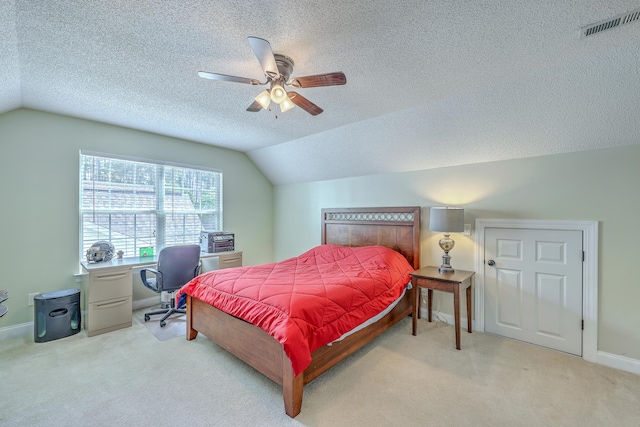 111 Kapalua Run, Summerville, SC 29483 - carpeted bedroom with vaulted ceiling, a textured ceiling, and ceiling fan