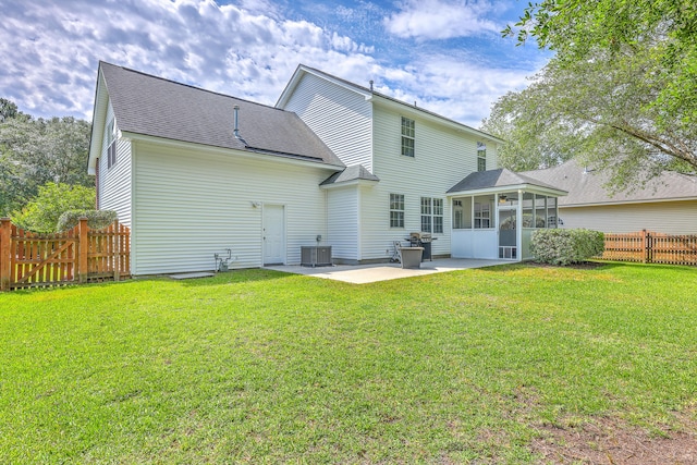 111 Kapalua Run, Summerville, SC 29483 - back of property featuring a sunroom, a patio, cooling unit, and roof with shingles