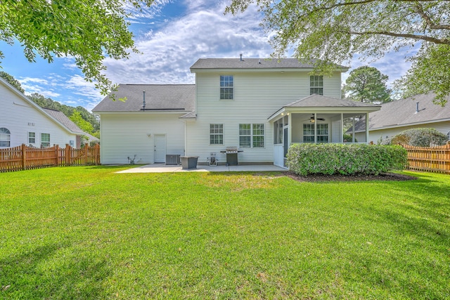 111 Kapalua Run, Summerville, SC 29483 - back of house with a patio, ceiling fan, central air condition unit, and a shingled roof