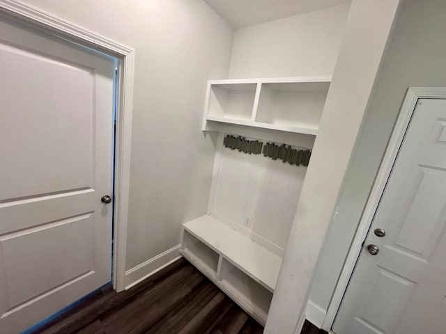 mudroom with dark hardwood / wood-style floors