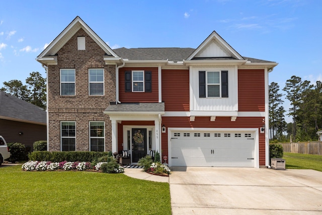 255 Saxony Loop, Summerville, SC 29486 - view of front of property with board and batten siding, driveway, a garage, and brick siding