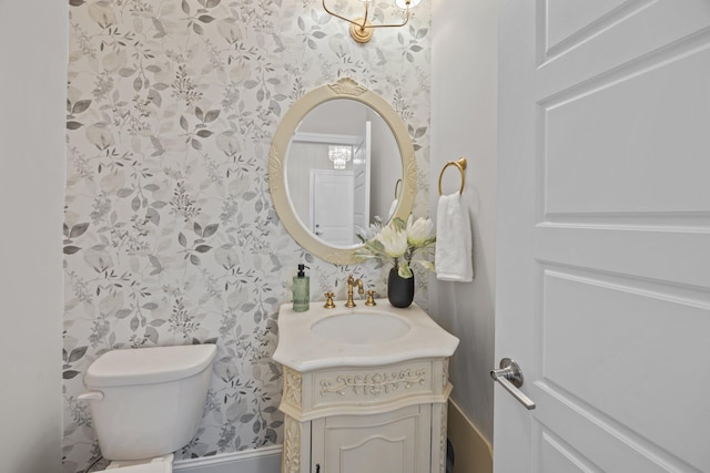 255 Saxony Loop, Summerville, SC 29486 - bathroom featuring wallpapered walls, vanity, and toilet