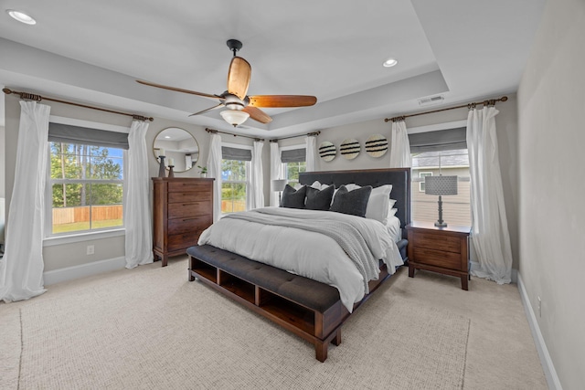255 Saxony Loop, Summerville, SC 29486 - bedroom featuring baseboards, light carpet, multiple windows, ceiling fan, and recessed lighting