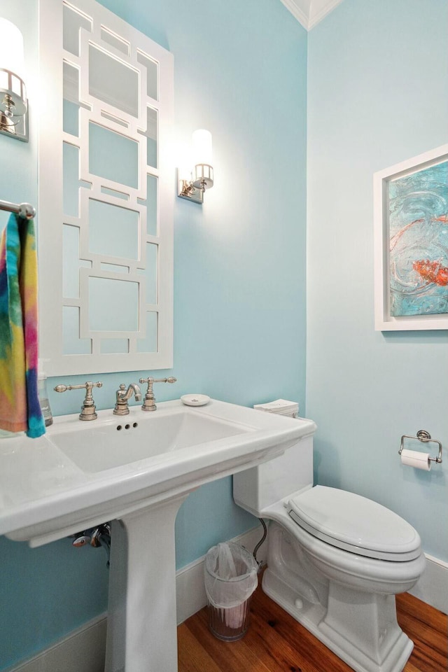 bathroom featuring toilet and wood finished floors