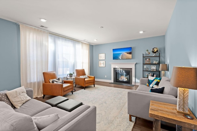 living room featuring hardwood / wood-style flooring