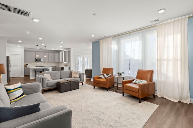 living room featuring light hardwood / wood-style floors