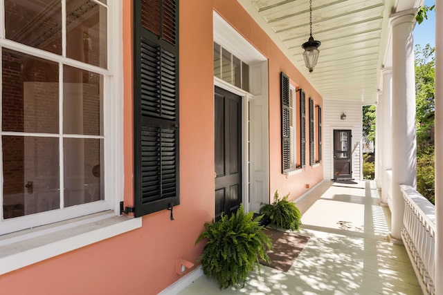 exterior space with covered porch