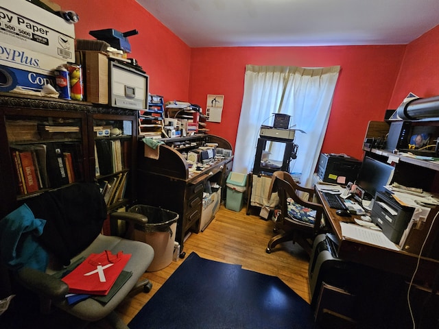 home office featuring wood finished floors