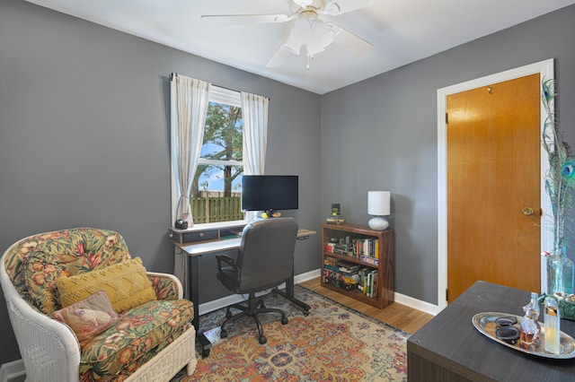 1549 N Avalon Cir, Charleston, SC 29407 - office with a ceiling fan, wood finished floors, and baseboards