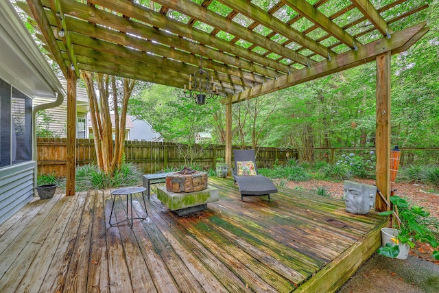 1972 Gray Battery Ct, Mount Pleasant, SC 29464 - deck featuring a fire pit, a fenced backyard, and a pergola