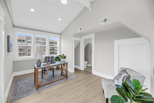 101 Hanover St, Charleston, SC 29403 - office featuring wood finished floors, vaulted ceiling, and recessed lighting
