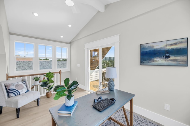 101 Hanover St, Charleston, SC 29403 - office area with light wood-style flooring, recessed lighting, and ceiling fan