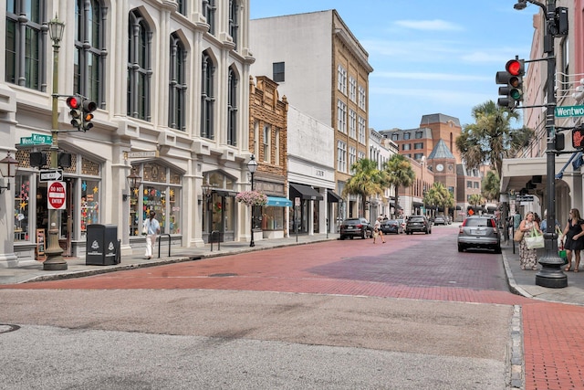 101 Hanover St, Charleston, SC 29403 - view of asphalt road with sidewalks, street lighting, curbs, and traffic lights