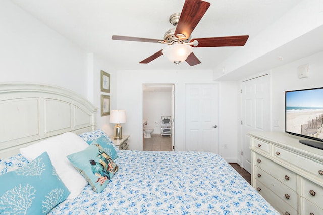 bedroom featuring ceiling fan