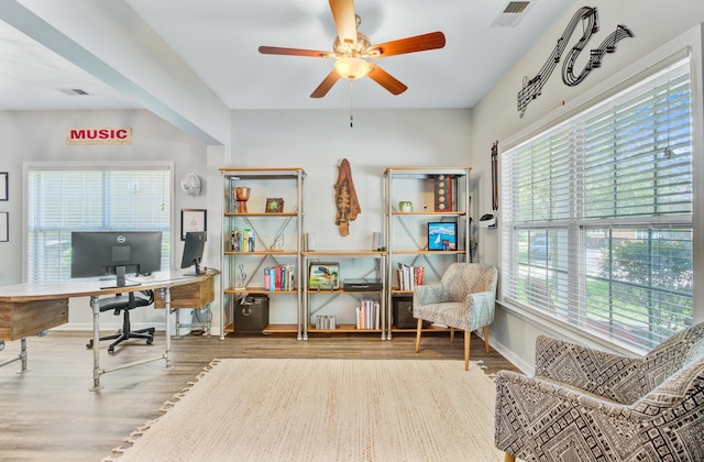 5433 Falling Tide, North Charleston, SC 29420 - office featuring wood finished floors, ceiling fan, and baseboards