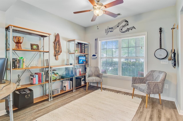 5433 Falling Tide, North Charleston, SC 29420 - sitting room featuring wood finished floors, ceiling fan, and baseboards
