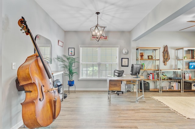 5433 Falling Tide, North Charleston, SC 29420 - office space with wood finished floors, baseboards, and a chandelier