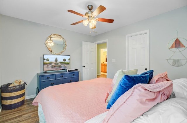 5433 Falling Tide, North Charleston, SC 29420 - bedroom with dark wood-type flooring, ceiling fan, and baseboards