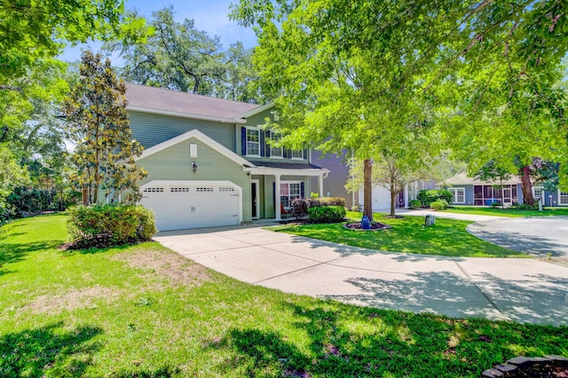 5433 Falling Tide, North Charleston, SC 29420 - view of front of house with driveway, a front lawn, and an attached garage