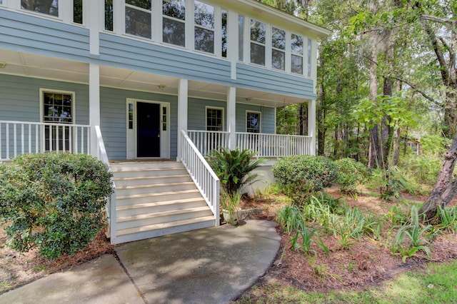 entrance to property with a porch