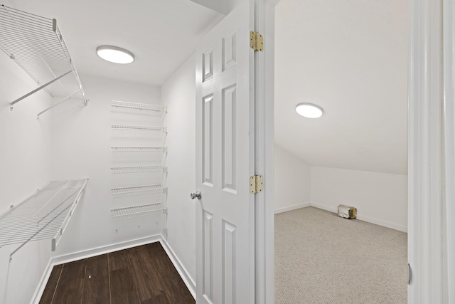 walk in closet with lofted ceiling