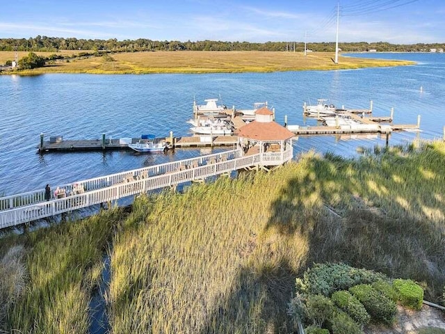 dock area featuring a water view