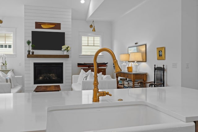 1557 Kepley Dr, Mount Pleasant, SC 29464 - living area featuring a large fireplace