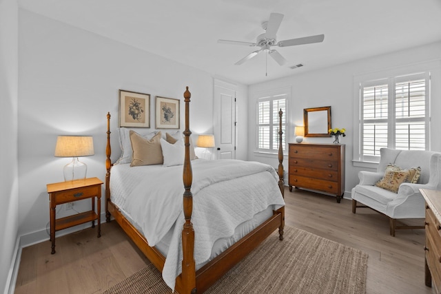 1557 Kepley Dr, Mount Pleasant, SC 29464 - bedroom featuring light wood-type flooring, baseboards, and ceiling fan