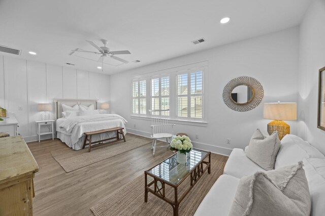 1557 Kepley Dr, Mount Pleasant, SC 29464 - bedroom with baseboards, recessed lighting, wood finished floors, and a ceiling fan