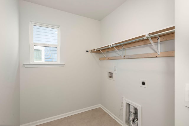 laundry area with electric dryer hookup and hookup for a washing machine