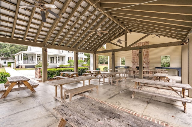 view of patio featuring a gazebo and ceiling fan