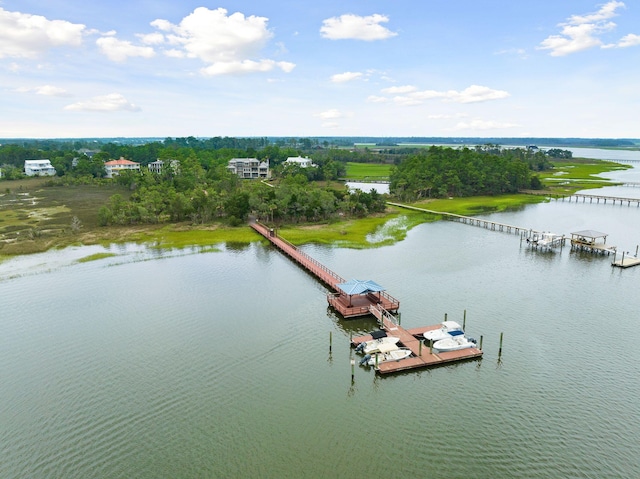 bird's eye view featuring a water view
