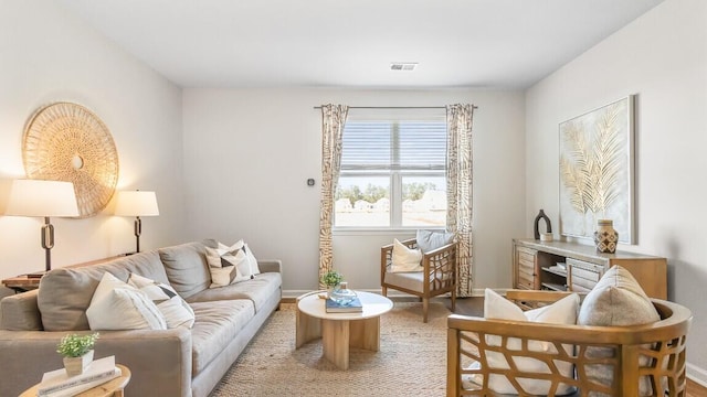 living area with baseboards