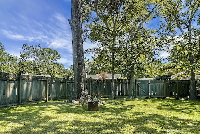 view of yard featuring a fenced backyard