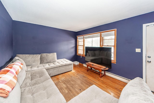 living room with hardwood / wood-style floors