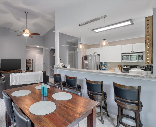 2632 Egret Crest Ln, Charleston, SC 29414 - dining space with ceiling fan and vaulted ceiling