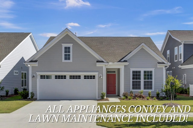 253 River Martin Ct, Summerville, SC 29483 - view of front of home with an attached garage, a front lawn, concrete driveway, and roof with shingles