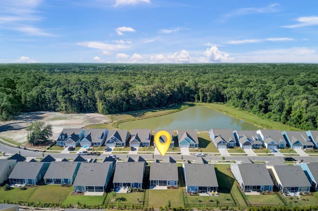 253 River Martin Ct, Summerville, SC 29483 - birds eye view of property featuring a water view, a residential view, and a forest view