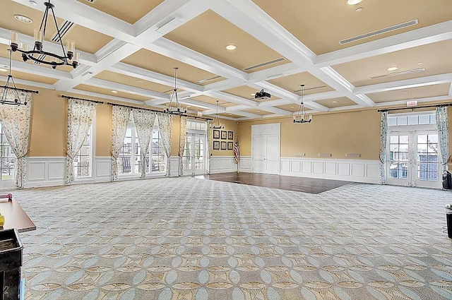 253 River Martin Ct, Summerville, SC 29483 - unfurnished room featuring carpet flooring, beam ceiling, and a chandelier