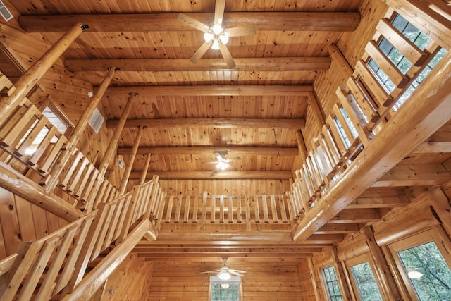 room details featuring beam ceiling and wooden ceiling