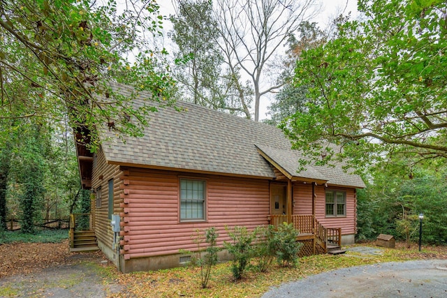 view of log home