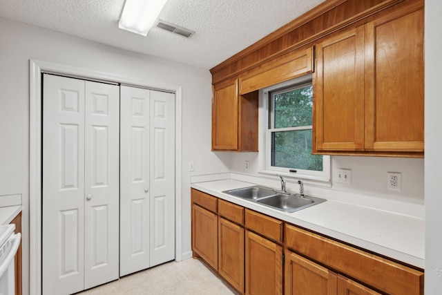 kitchen featuring sink and a textured ceiling