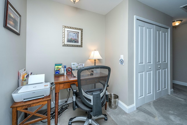 home office with carpet floors