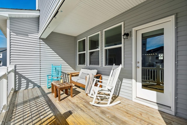 wooden deck with covered porch