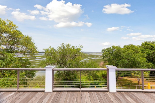 deck with a water view