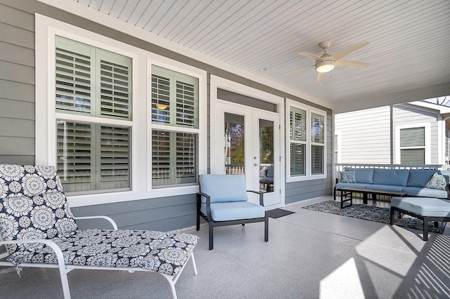 view of patio / terrace with an outdoor hangout area and ceiling fan