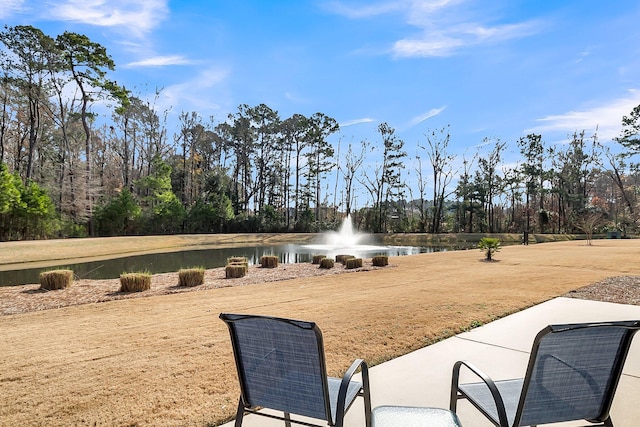 view of yard with a water view